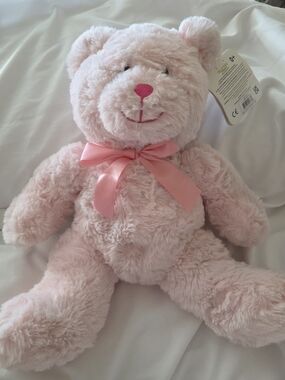 Kelly Toy Plush Pink Teddy Bear with Satin Bow Super Soft Cozy - Kids Toy